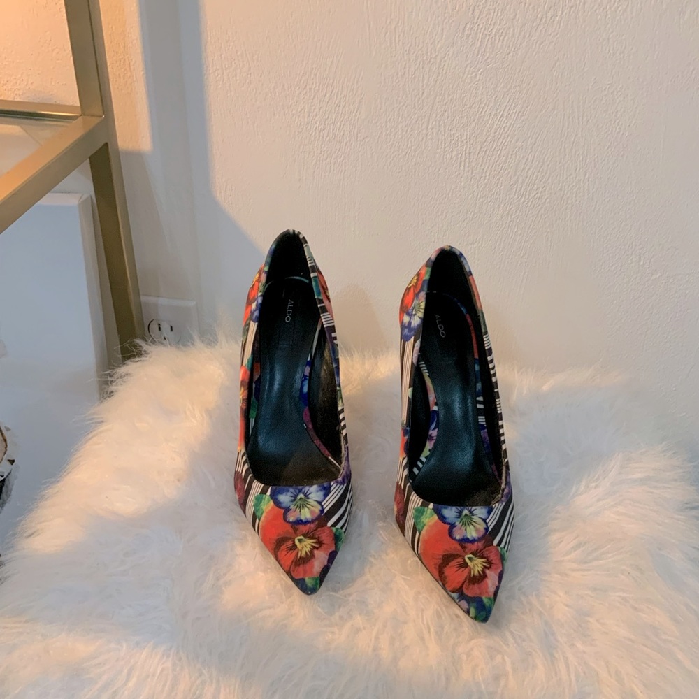 Stripes and flower heels
